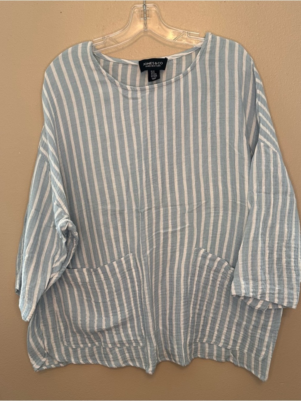 Jones New York Light Blue & White Striped Tunic Top